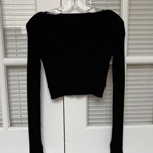 All Saints Black Ribbed Knit Top